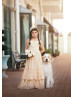 Champagne Jersey Lace Twirl Flower Girl Dress